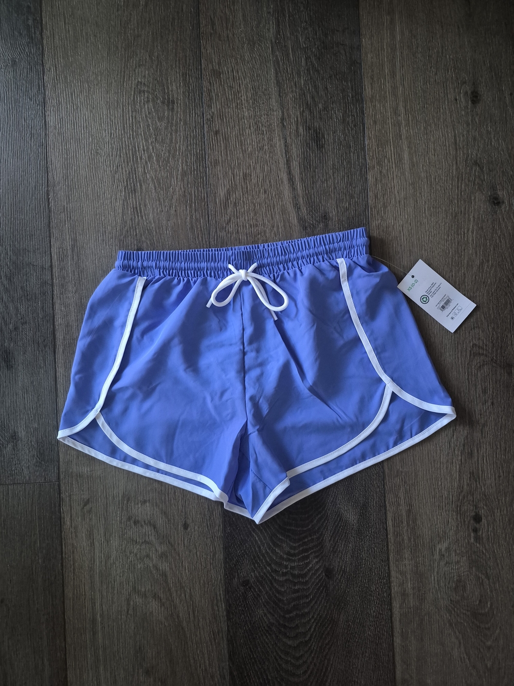 Light Blue Women's Athletic Running Shorts with White Trim